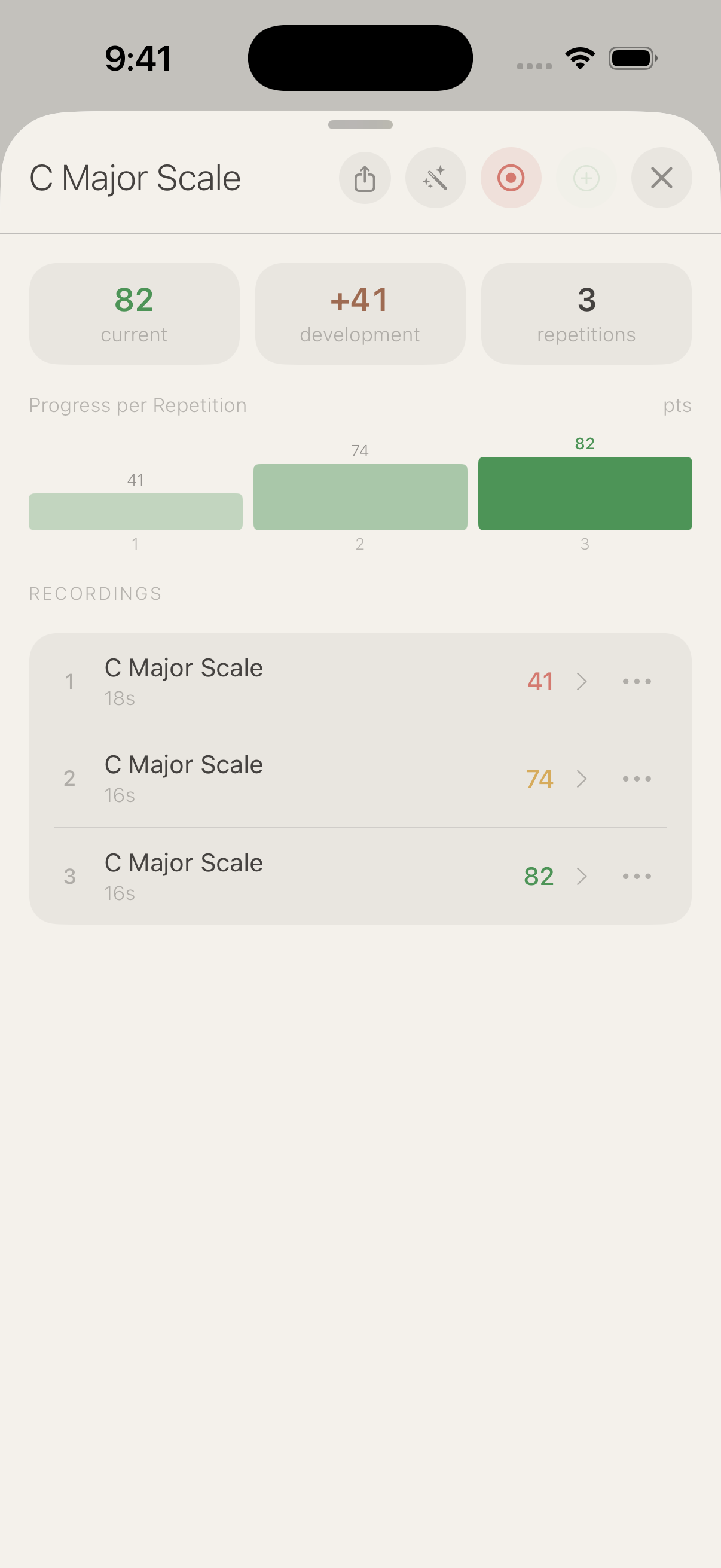 Projects: recordings organised into folders